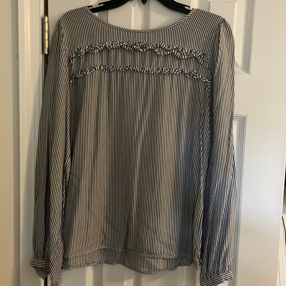 Loft striped ruffled blouse size medium